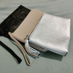Elegant Silver and Black Women's Clutch Set